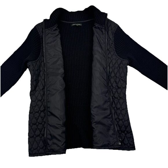 For Cynthia Black Sweater Jacket Size XL Quilted Front Casual Full Zip - Picture 3 of 8